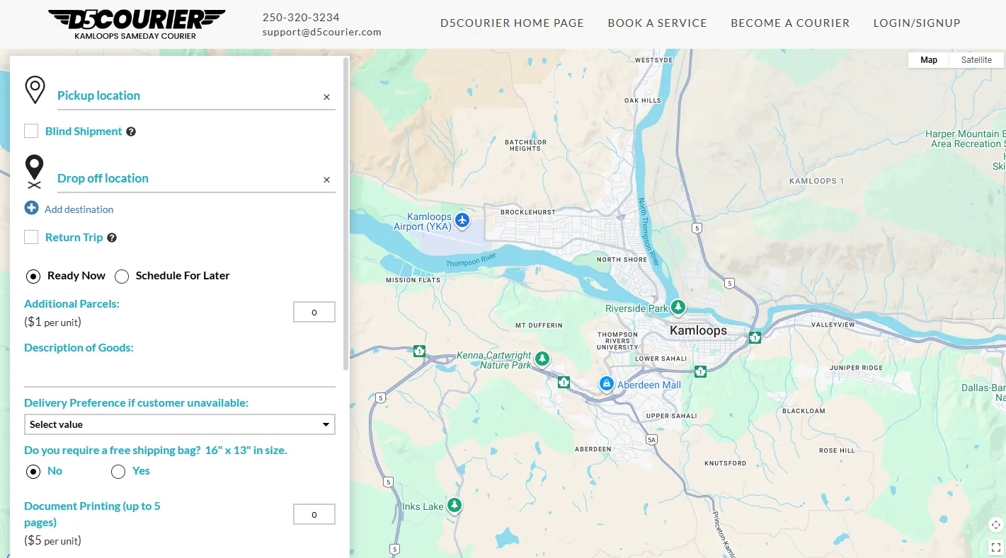 Scheduling a courier on a mobile device